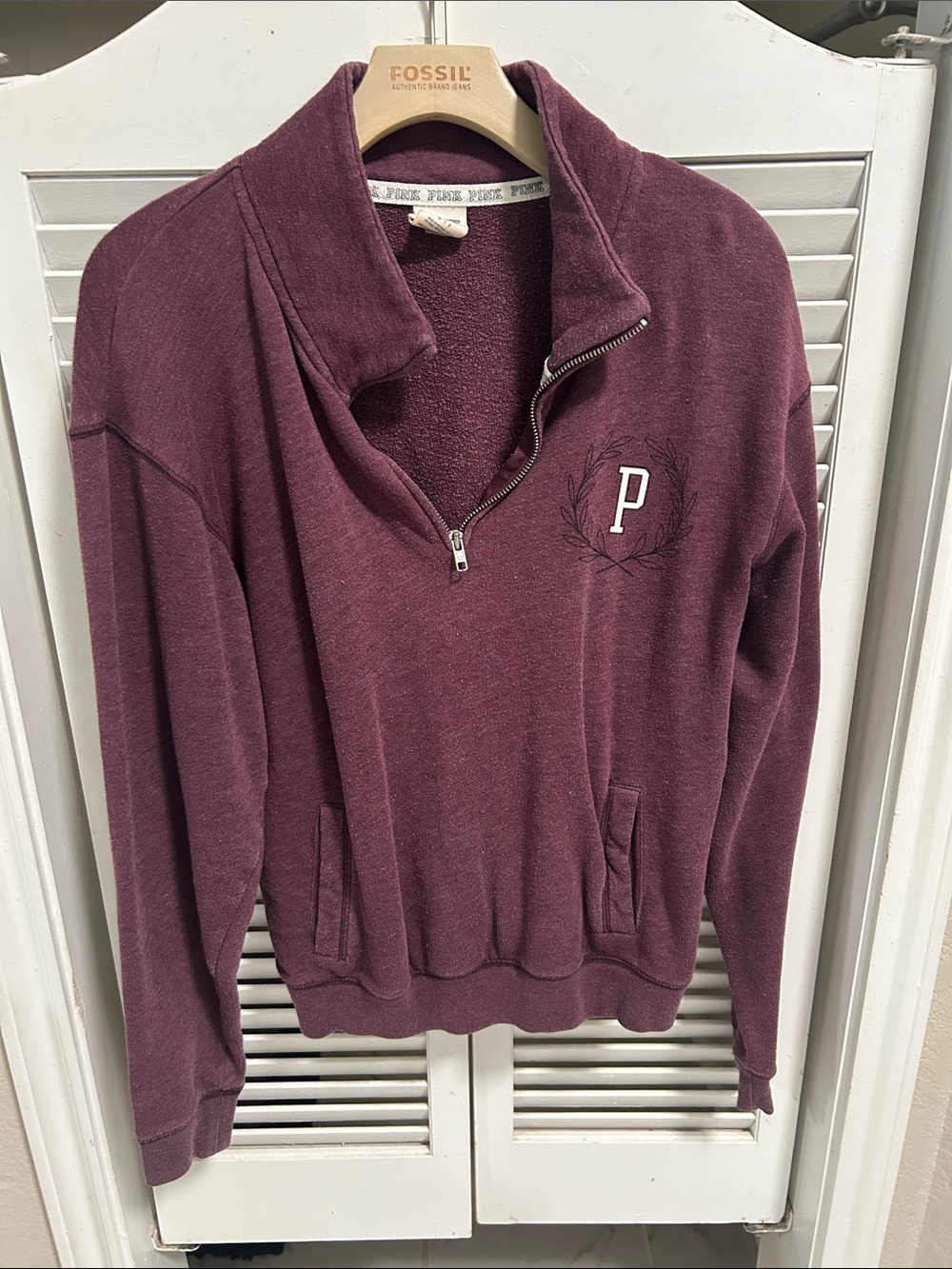 PINK Victoria's Secret Maroon Half-Zip Sweatshirt